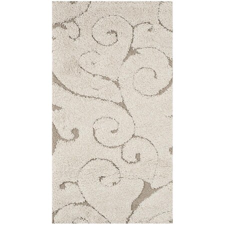 Safavieh Shag Power Loomed Runner Area Rug; Cream & Beige - 2 ft. 3 in. x 17 ft. SG455-1113-217